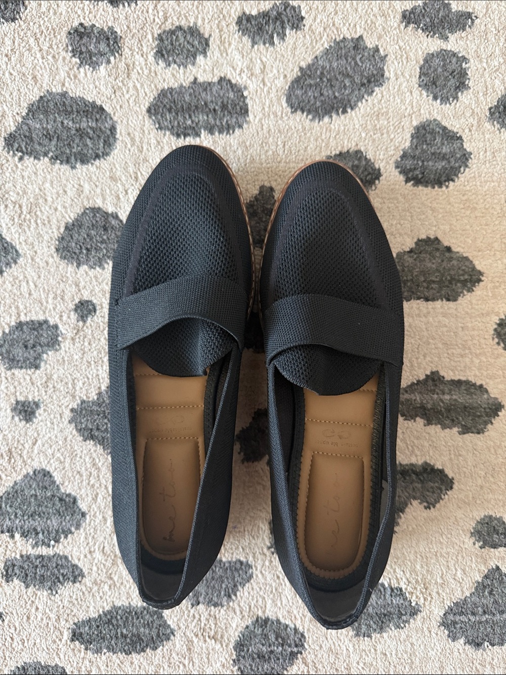 me too Black Knit Slip-On Loafers